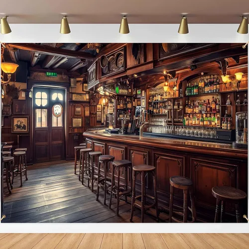 Fondo de fotografía de bar vintage de 7 x 5 pies, fondo retro para fotos de taberna de madera, whisky, decoración de fiesta para adultos, pancarta,