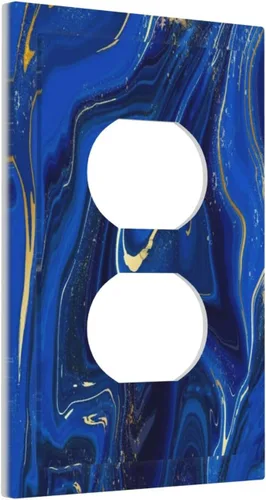 Miniatura 2 de Cubiertas de Tomacorrientes Mármol Azul Abstracto Textura de Purpurina Dorada 1 Gang Cubierta de Placa de Interruptor de Luz Dúplex Cubiertas