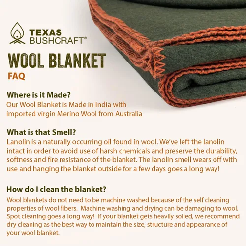 Miniatura 8 de Texas Bushcraft Manta de Lana Merino para Acampar, Senderismo y Excursionismo - Manta de Campamento para Coche Resistente al Agua y al Fuego