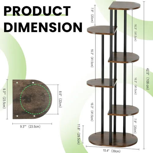 Miniatura 2 de Soporte escalonado para plantas de interior, estante alto de madera para plantas de 6 niveles y 7 macetas para múltiples plantas de flores, soporte