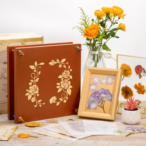 Miniatura 8 de Aboofx Kit de prensa de flores para marcapáginas de diario, 10 x 10 pulgadas, kit de prensado de flores de madera de 10 capas con bolsas