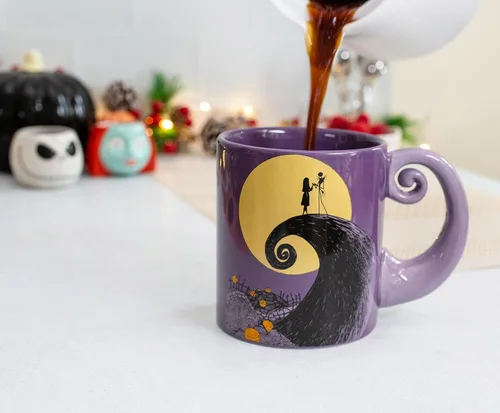 Miniatura 4 de Nightmare Before Christmas Disney The Jack & Sally - Taza de cerámica con mango en espiral, sin BPA, para bebidas, artículos esenciales