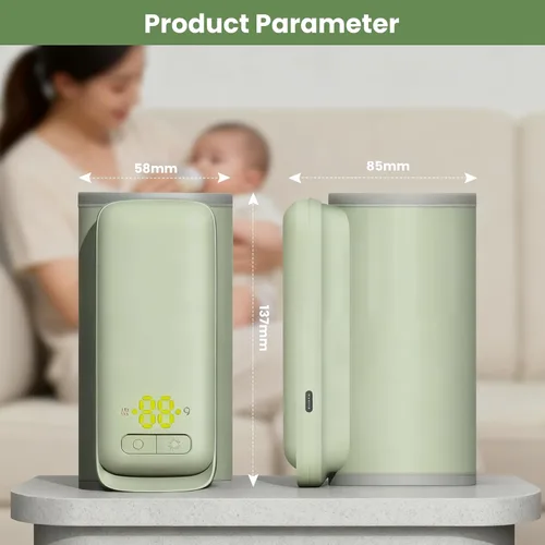 Miniatura 5 de Calentador de botellas aislado portátil, calentador de bebé sin agua, 6000 mAh y control de temperatura de 6 niveles, con una pequeña luz de altura