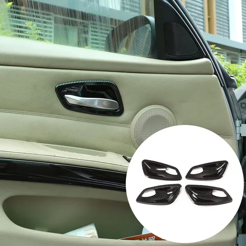 Miniatura 8 de YIWANG ABS cromo puerta interior de coche cubierta cubierta 4 unids para BMW E90 3 serie 2005-2012 Auto Accesorios (fibra de carbono)