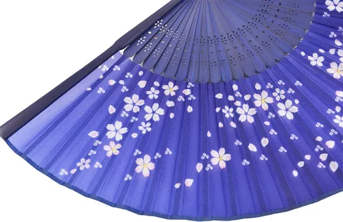 Miniatura 4 de Abanico plegable de seda y bambú, 8.27 pulgadas (21 cm), estilo retro, vintage, elegante y encantador, chino/japonés, regalo para mujeres y niñas