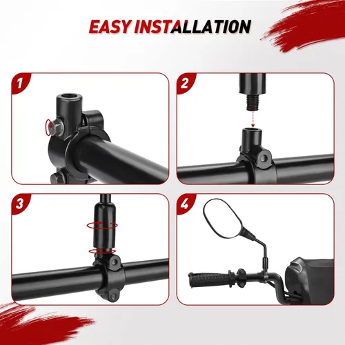 Miniatura 7 de Frokom Espejos para Motocicleta, Espejos ATV con pivote esférico de 360 grados y soporte de manillar de 7/8 pulgadas para moto de nieve, scooter