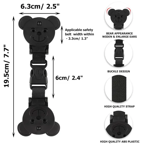 Miniatura 2 de Correa de Seguridad con Candado Anti Escape, Clip de Pecho en Forma de Oso para Arneses de Bebé, Previene que los Niños/Niñas Saquen sus Brazos