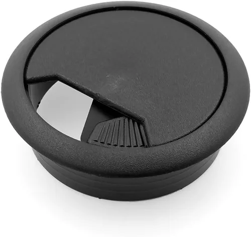 Miniatura 3 de Modket M4327-51-BK-3 - Cubierta de agujero organizador de cables de computadora de 2 pulgadas, ojal de plástico negro para escritorio, paquete de 3