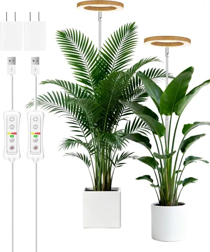 Miniatura 19 de yadoker 72 LEDs Luz de cultivo de plantas para plantas de interior, Luz de escritorio de aluminio con grano de madera de nogal LED, Altura