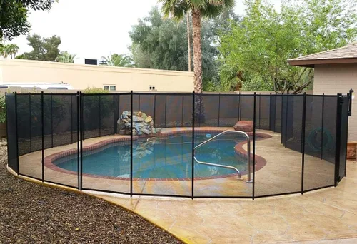 Miniatura 10 de VINGLI Valla de piscina de 4 pies x 108 pies, cercado de seguridad en el suelo, negro