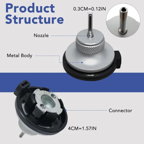 Miniatura 2 de Adaptador de tanque de butano Semlos versátil, adaptador de llenado de butano de metal, conector de tanque de butano en cassette, adaptador