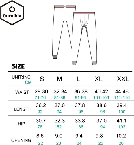 Miniatura 7 de Pantalones térmicos para hombre, pantalones térmicos largos con bolsa separada