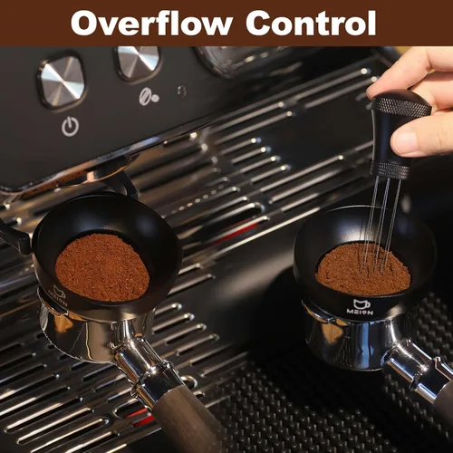 Miniatura 2 de MEION Juego de embudo dosificador de espresso y pantalla de disco, embudo magnético para café, pantalla de disco de espresso reutilizable