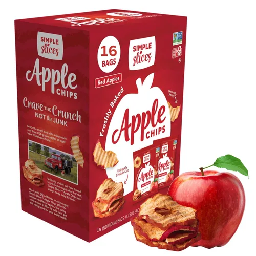Miniatura 9 de Gourmet Nut Simple Slices Chips de manzana verdes horneadas, manzanas cultivadas en Estados Unidos, sin azúcar añadida, manzanas verdes, bolsa