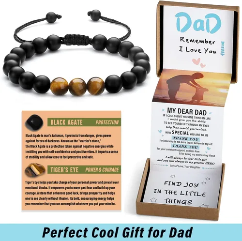 Miniatura 7 de Pulsera de cristal natural para adolescentes, niños, hombres, caja de regalo extraíble especialmente para hijo, nieto, papá, amor en cumpleaños