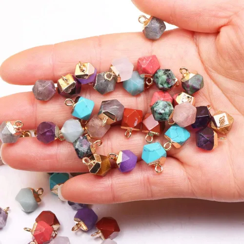 Miniatura 3 de 10 dijes cuadrados facetados de piedras preciosas naturales de amatistas para hacer collares y joyas