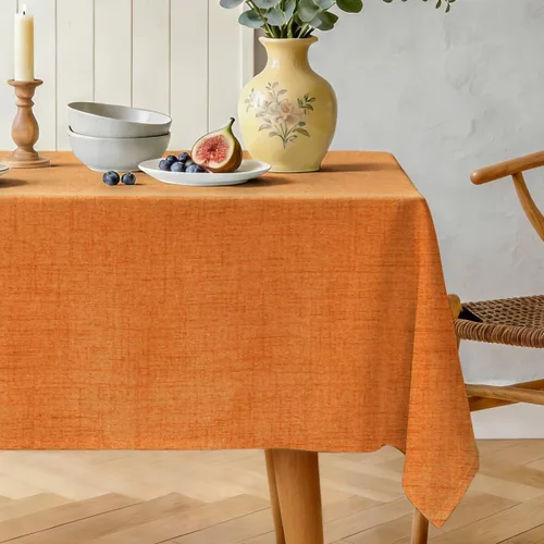 Miniatura 18 de Mantel rectangular texturizado natural 100% poliéster, mantel ligero slubby de 60 x 84 pulgadas, mantel de arpillera resistente al agua y a