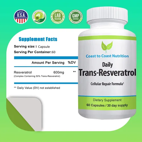 Miniatura 4 de Suplemento Trans Resveratrol - Cápsulas orgánicas - Suplementos para mujeres y hombres, antioxidante natural, suplemento de polifenoles - 60