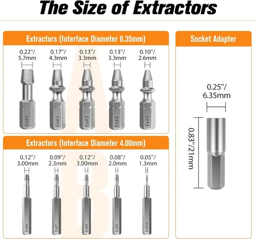 Miniatura 4 de Nuovoware Juego de extractor de tornillos dañados, 33 piezas mejoradas, kit extractor de tornillos pelados fácil de quitar, juego de removedor