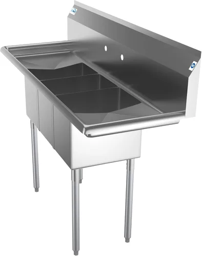 Miniatura 3 de KoolMore - SC101410-12B3 Fregadero de cocina comercial de acero inoxidable NSF de 3 compartimentos con escurraderos derecho e izquierdo