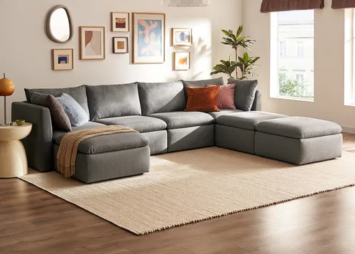 Miniatura 47 de mopio Sofá Seccional Modular de Gran Tamaño con Fundas Completamente Extraíbles y Almacenamiento, Convertible en Forma de U, en Forma de L