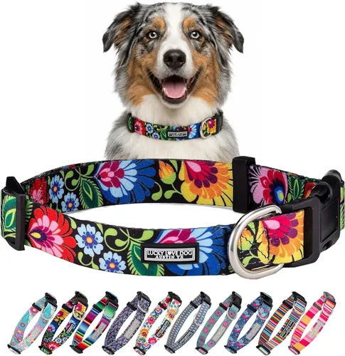 Miniatura 98 de Lucky Love Dog - Collar para perras pequeñas, diseño Blackbird de estampado alegre con flores de primavera y verano, talla XS