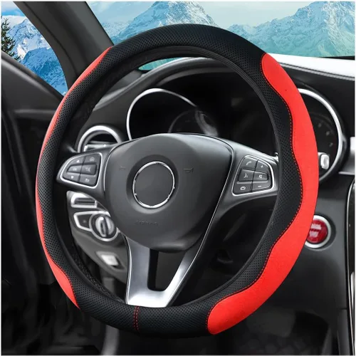Miniatura 7 de zipelo Funda para volante de automóvil de 14.5"-15", protector de rueda interior de automóvil con cuero forrado antideslizante duradero, suave