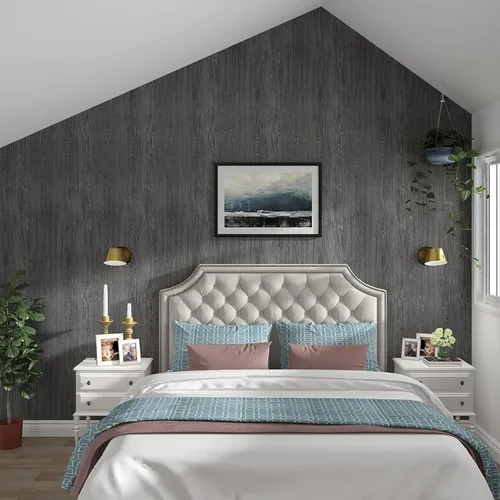 Miniatura 2 de YENHOME Papel de contacto de madera gris para encimeras de despegar y pegar, envoltura de vinilo de madera para armarios, muebles, 17.7 x 118