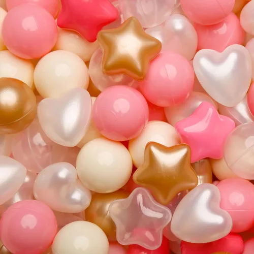 Miniatura 16 de Bolas de hoyo de TRENDPLAY en forma de estrella y corazón para niños pequeños - 50, 100, 200, 500 piezas de bolas de plástico para diversión y juego