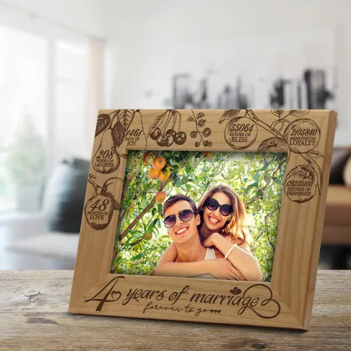 Miniatura 3 de BELLA BUSTA -4 años de matrimonio-Regalo tradicional de frutas para 4º aniversario de boda para esposa, marido, pareja - Marco de fotos de madera