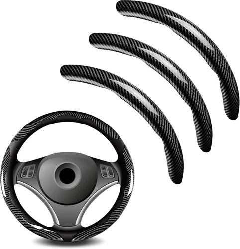 3 piezas de funda universal para volante de fibra de carbono - Diseño antideslizante y segmentado, protector de volante universal duradero al 99%