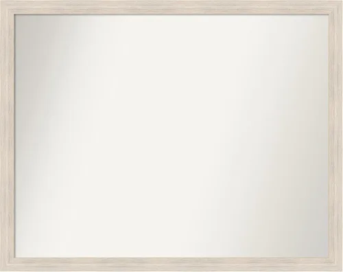 Miniatura 546 de Amanti Art Espejo de baño blanco para sobre el fregadero, 30 x 35 pulgadas, espejo de tocador rectangular estrecho de Eva de oro blanco, marco
