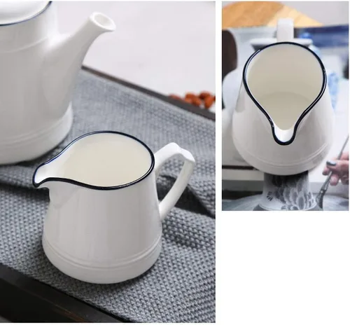 Miniatura 3 de FUYU Juego de crema de cerámica blanca y azúcar para servir café
