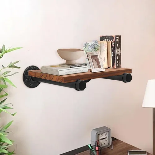 Miniatura 6 de 2 piezas de 8 pulgadas de tubería industrial montado en la pared, barra de ropa rústica y vintage, barra de ropa de metal multiusos para dormitorio