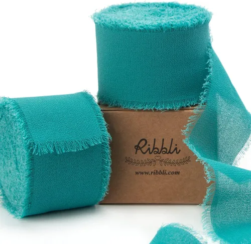 Miniatura 43 de Ribbli Cinta de Gasa Azul Marino Profundo de 1-1/2 pulgadas x 20 Yardas Cinta de Seda de Gasa con Flecos Hecha a Mano, Cinta Azul para Invitaciones