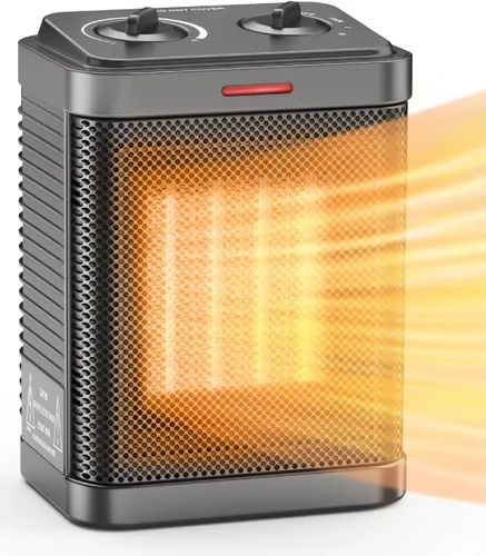 Miniatura 11 de Calentador de espacio para uso en interiores, calentador de cerámica PTC de 1500 W con termostato, calentador de espacio pequeño 2S, calentamiento