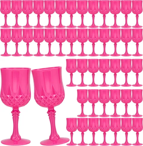 Miniatura 22 de JLYLOL Copas de Vino Vintage de Plástico 7OZ Copas de Plástico Vintage Vasos para Beber 24PCS Cristalería Retro para Bodas Copas de Agua Negro
