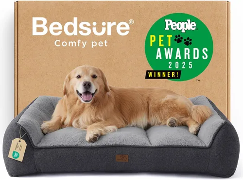 Miniatura 38 de Bedsure Cama ortopédica para perros de tamaño mediano, camas extra gruesas de apoyo para perros medianos con funda impermeable lavable, cómodo sofá