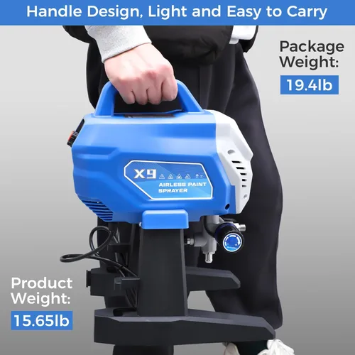 Miniatura 6 de Pulverizador de Pintura Sin Aire Gyfent X9, Pulverizador de Pintura de 0.39 GPM para Interiores del Hogar 650W 3000psi Pulverizador Sin Aire