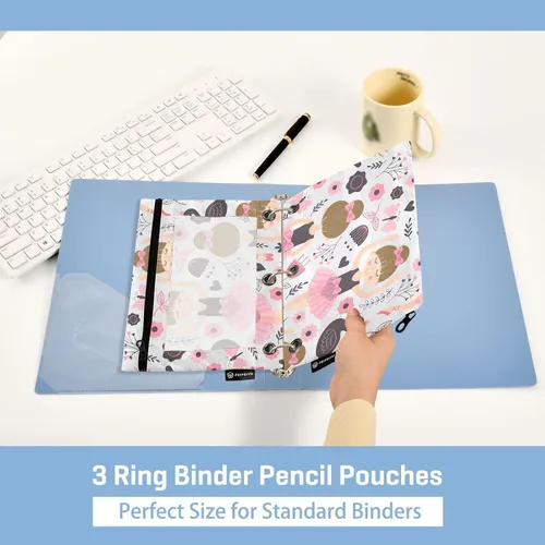 Miniatura 5 de Linda bolsa de lápices de bailarina para carpeta de 3 anillos, 2 bolsas para lápices con cremallera, estuche transparente con cremallera para Ballet