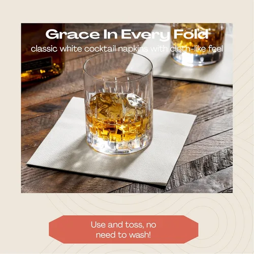 Miniatura 2 de 200 servilletas de papel desechables para postres y bebidas, hechas en Estados Unidos, suaves y absorbentes, para bares, restaurantes, cafeterías