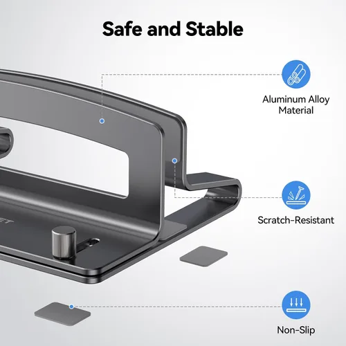 Miniatura 4 de TECKNET Soporte vertical para laptop, soporte ajustable de aluminio para laptop (hasta 17.3 pulgadas), soporte vertical que ahorra espacio