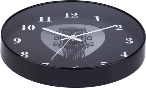 Miniatura 3 de Reloj de pared de guitarra de 12 pulgadas, silencioso, sin tictac, funciona con pilas, diseño único de púa de guitarra y cabeza, regalo