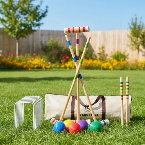 Miniatura 7 de Juego de croquet para adultos de 28 pulgadas con mazos de madera, bolas de colores, bolsa de transporte resistente para adultos y niños, perfecto