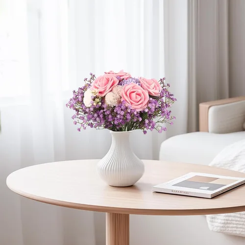 Miniatura 4 de N&T NIETING - Ramo de 10 flores artificiales de aliento de bebé, Gypsophila falsa, toque real, arreglo floral para bodas, fiestas, centros de mesa