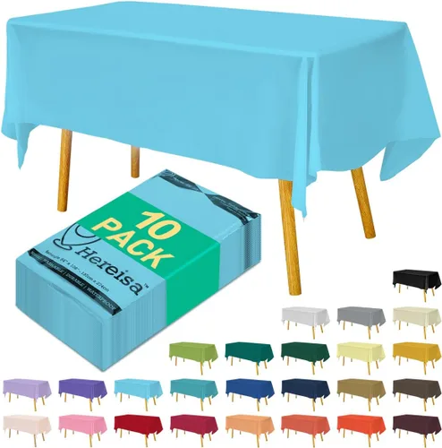 Miniatura 146 de Paquete de 3 manteles de plástico desechables de 54 x 108 pulgadas, manteles de color blanco hueso, manteles de fiesta nupcial para fiestas