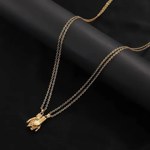 Miniatura 5 de Zeshimb Collar magnético de mano con colgante de palma, collar para pareja, imán desmontable, collar de amistad de mano, collar de declaración