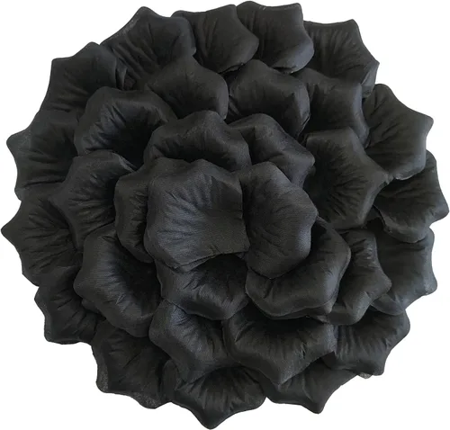 Miniatura 28 de ATFL Pétalos de rosa negros de 0.9 libras, 5000 pétalos de flores falsas negras para bodas, pétalos de flores para noche romántica para él, pétalos