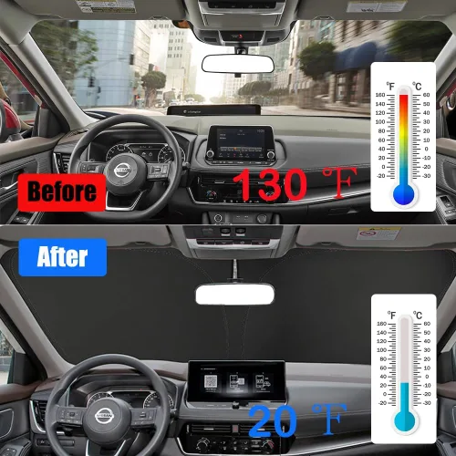 Miniatura 3 de Parasol para parabrisas para Nissan Rogue 3ª generación 2021 2022 2023 (no para Rogue Sport), pantalla plegable para ventana delantera, bloquea
