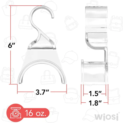 Miniatura 8 de Wiosi Juego de 3 perchas transparentes de alta calidad, organizadores de acrílico duradero y colgador de bolsas de almacenamiento para armario
